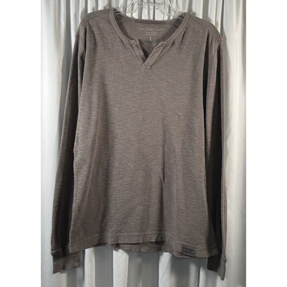 Calvin Klein Cotton Long Sleeve T-Shirt Taupe L sustainable casual 77-22 - Picture 14 of 14